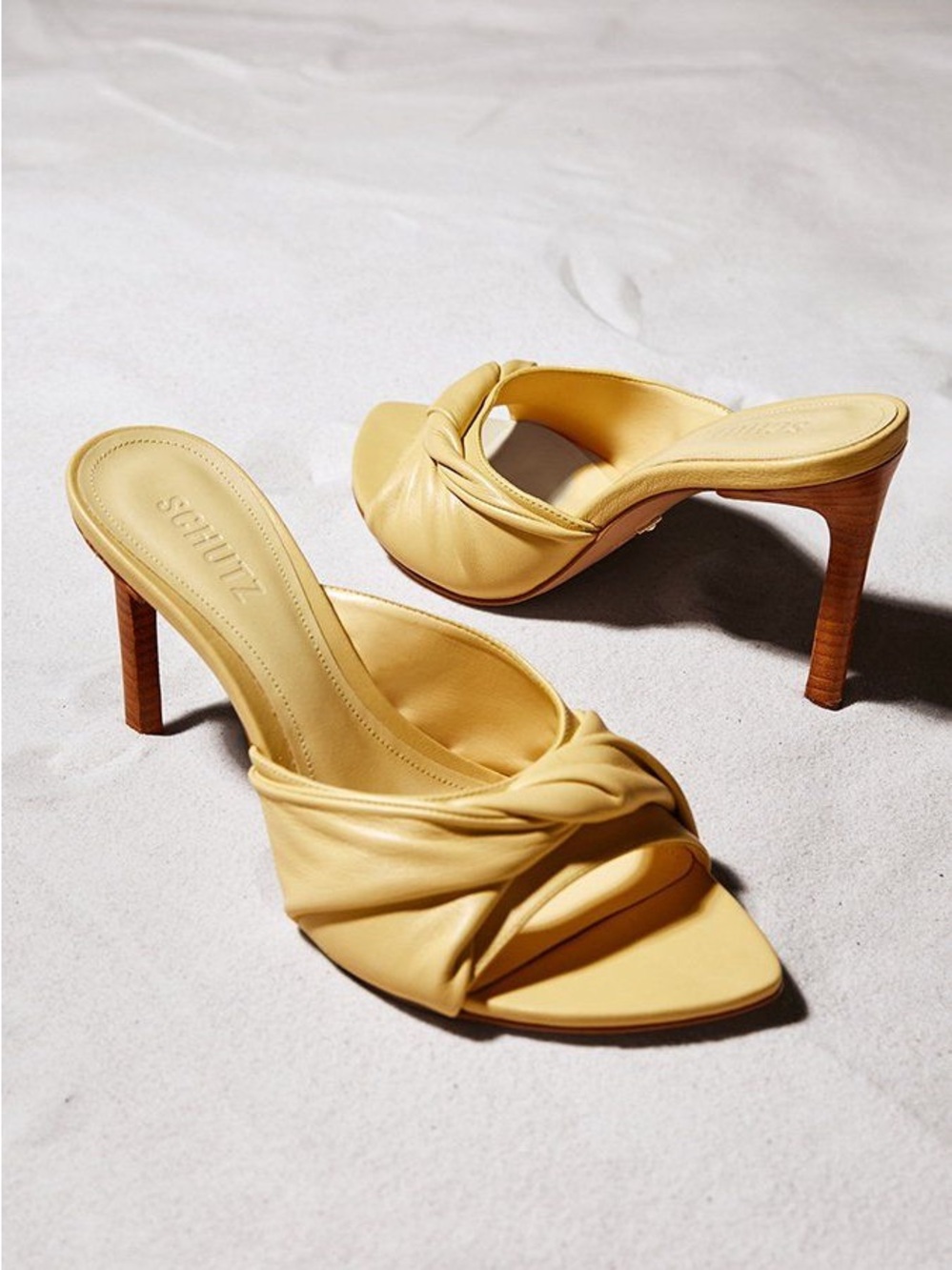 SCHUTZ Tan Knotted Leather Heels Size 9.5
